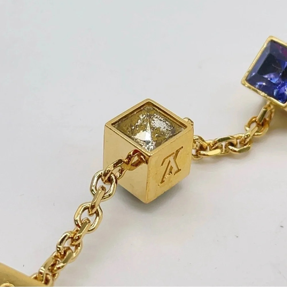 Louis Vuitton Collier Gamble Gold Purple Necklace
